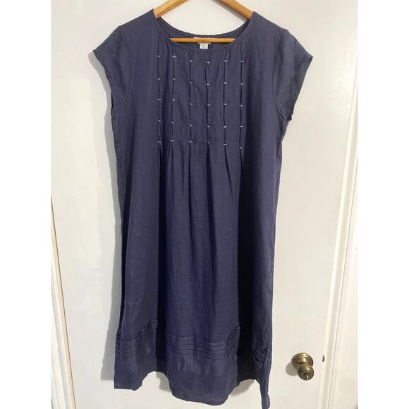 Sundance Viv day dress women's S blue 100% linen oversized lagenlook minimalist - Picture 2 of 5